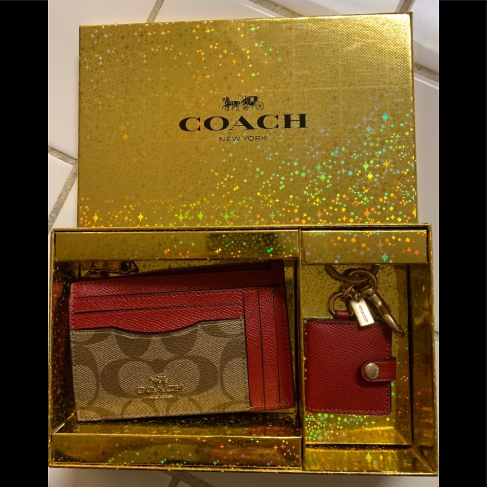 Coach Boxed Mini ID Case & Picture Bag Charm set